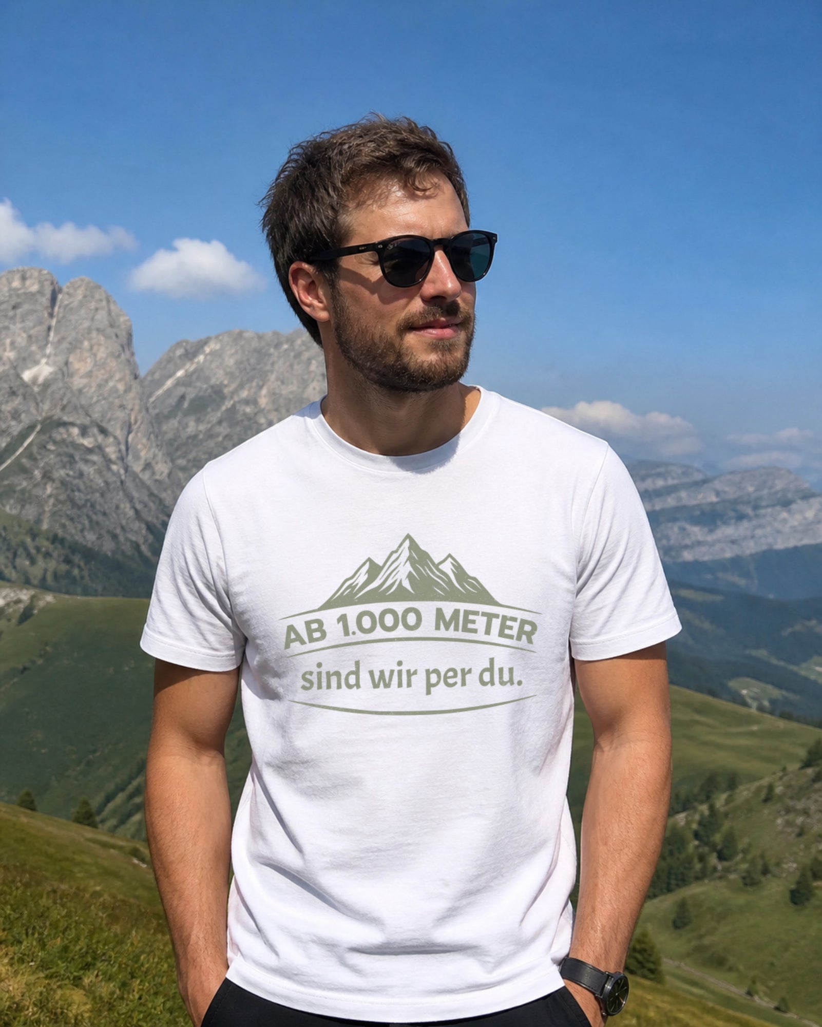Ab 1.000 Meter sind wir per du. Herren Premium Bio T-Shirt
