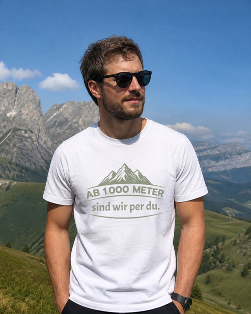 Ab 1.000 Meter sind wir per du. Herren Premium Bio T-Shirt
